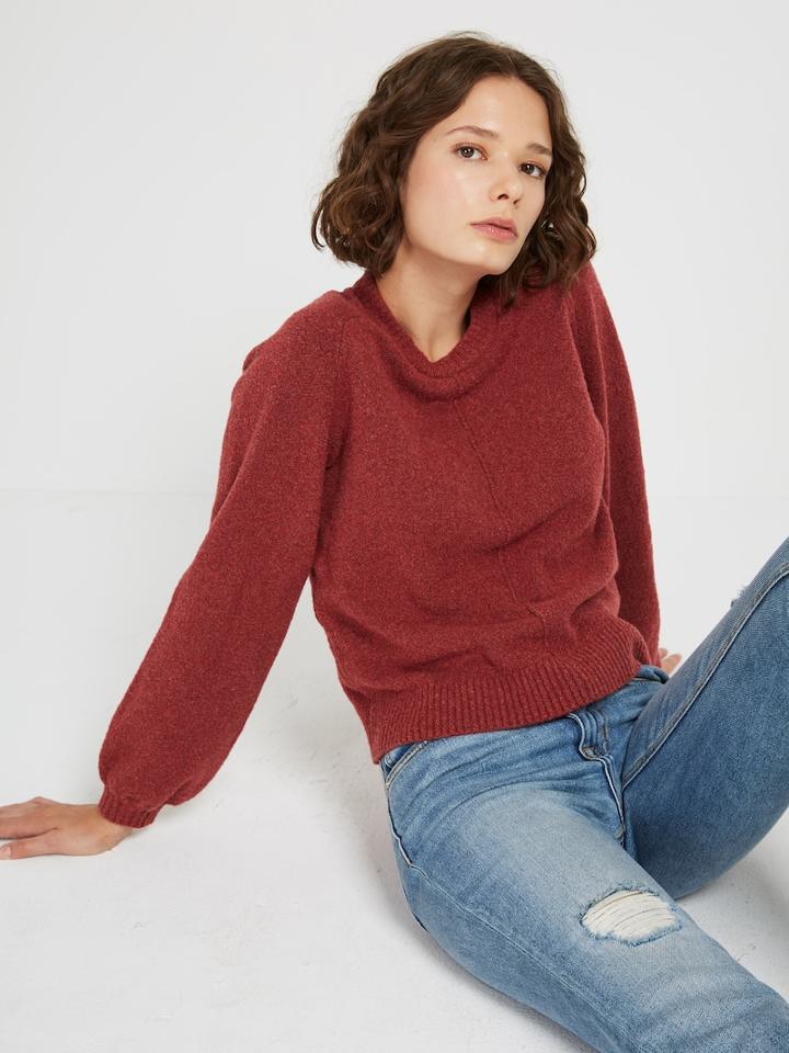 Frank + Oak Boucl Dolman Sweater In Pale Red