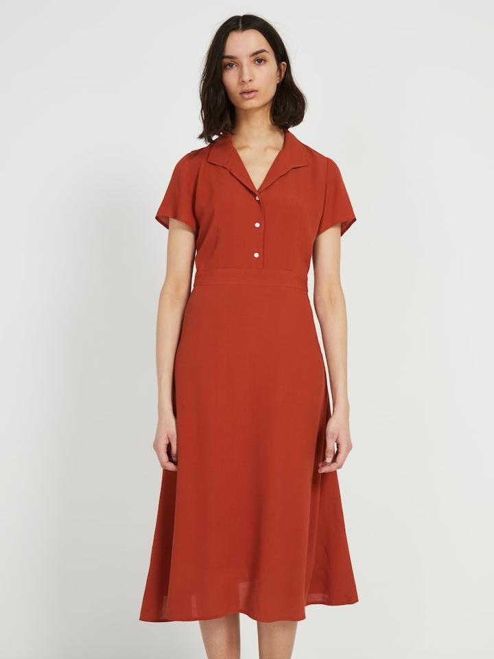 Frank + Oak Short-sleeved Camp Collar Dress - Red