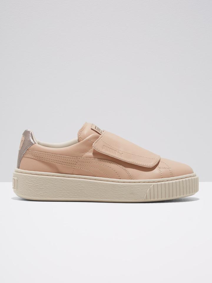 Frank + Oak Puma Basket Platform Big Strap Low Top Sneakers In Beige