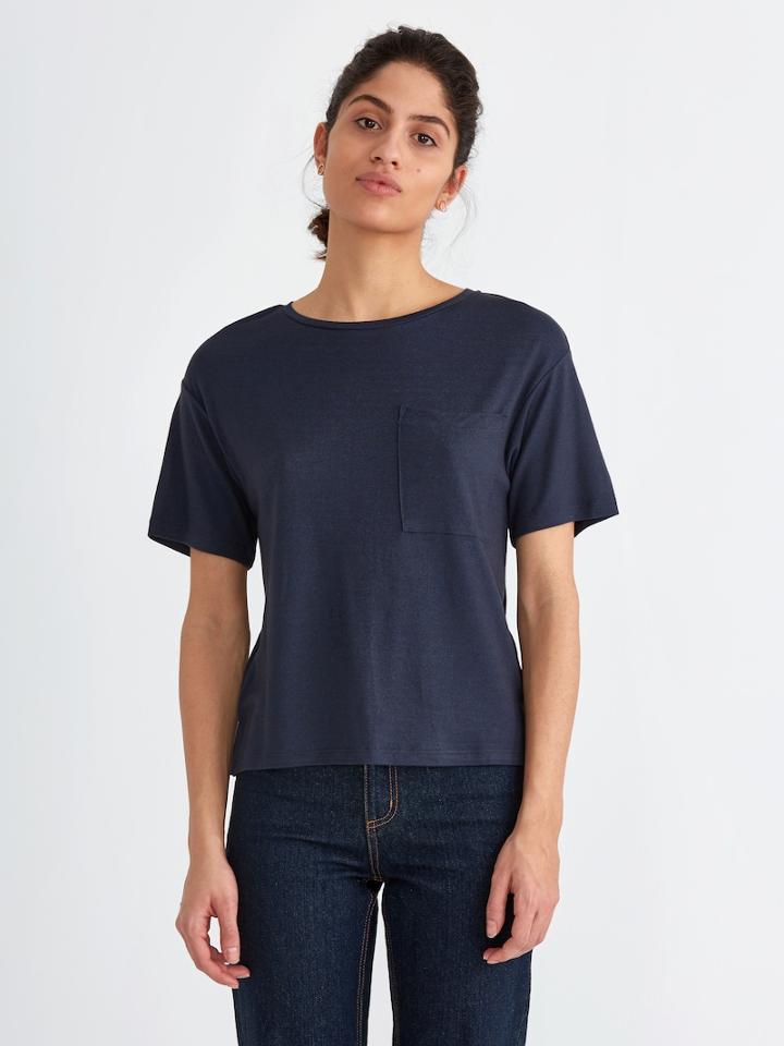 Frank + Oak Elbow-length Tee In Dark Sapphire