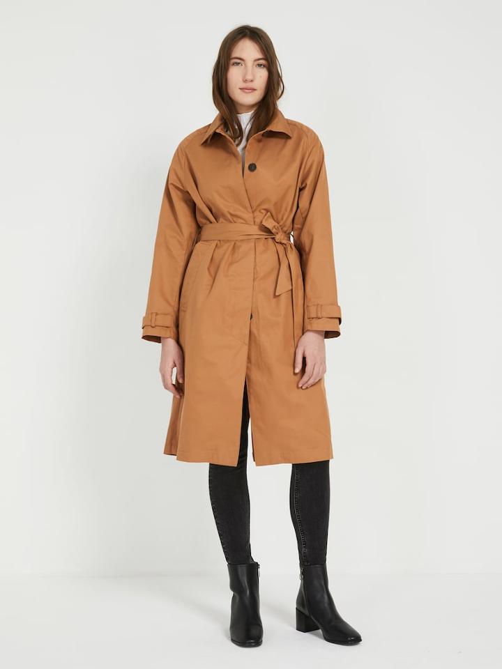 Frank + Oak Water Repellent Belted Trench Coat - Caf Au Lait
