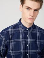 Frank + Oak Cotton-linen Windowpane Shirt In Medieval Blue