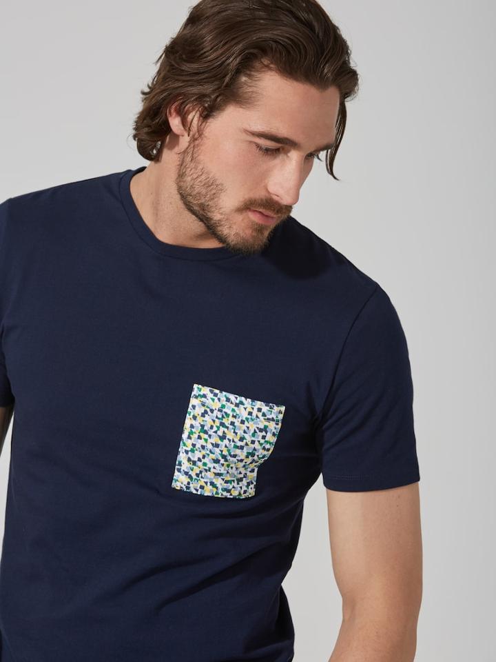 Frank + Oak Slim Fit 90s Pocket T-shirt In Dark Blue