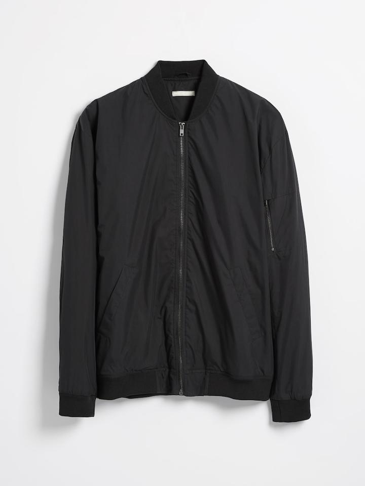 Frank + Oak Military Nylon Bomber Jacket In Black