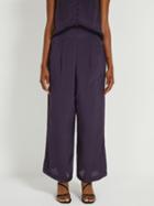Frank + Oak Viscose-cotton Pleated Wide-leg Pants - Dark Violet