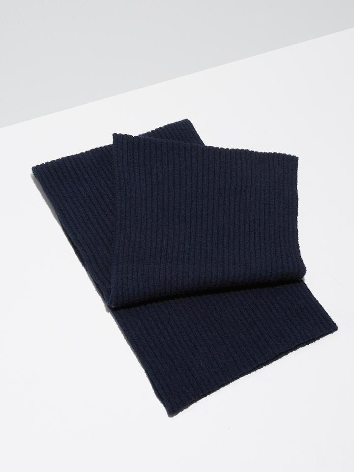 Frank + Oak Cotton-boucl Knitted Scarf In Dark Sapphire
