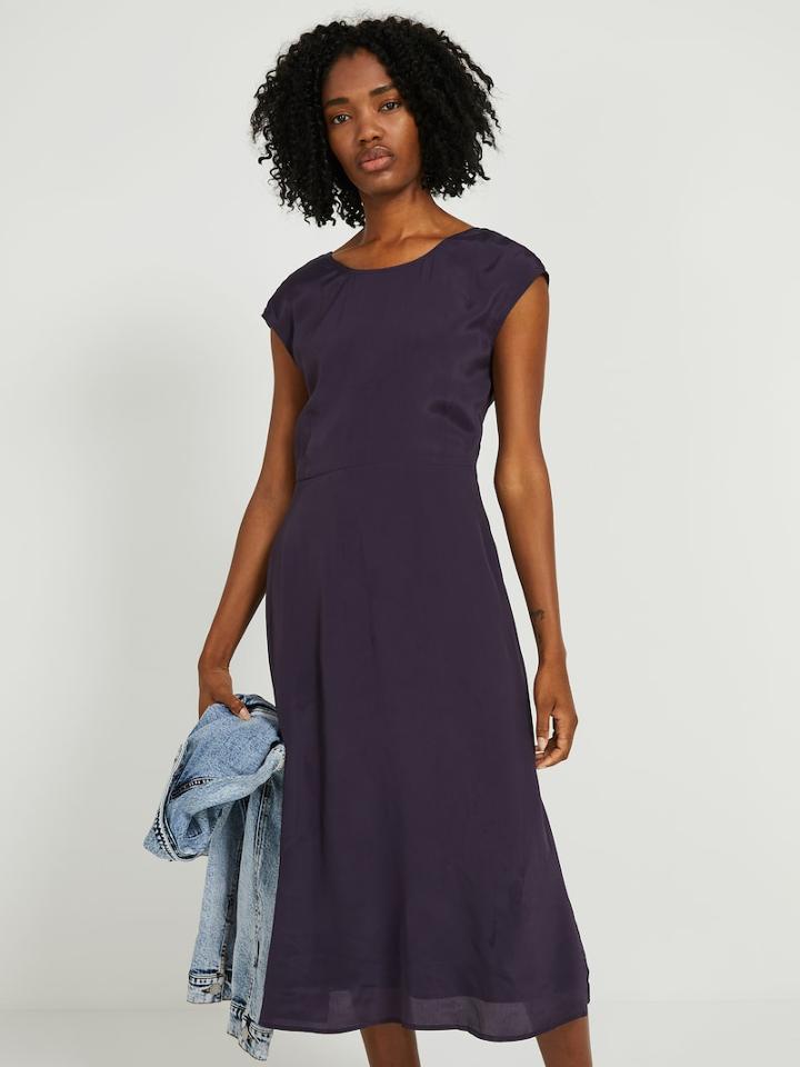 Frank + Oak Viscose-silk Knotted Midi Dress - Dark Violet