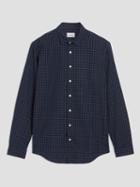 Frank + Oak Windowpane Poplin-twill Shirt In Navy