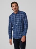 Frank + Oak Brushed Space-dyed Check Shirt In Blue