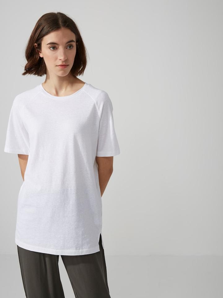 Frank + Oak Scoop-neck Raglan Tunic-tee In Bright White