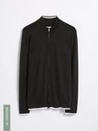 Frank + Oak Machine Washable Zip Merino Sweater In Black