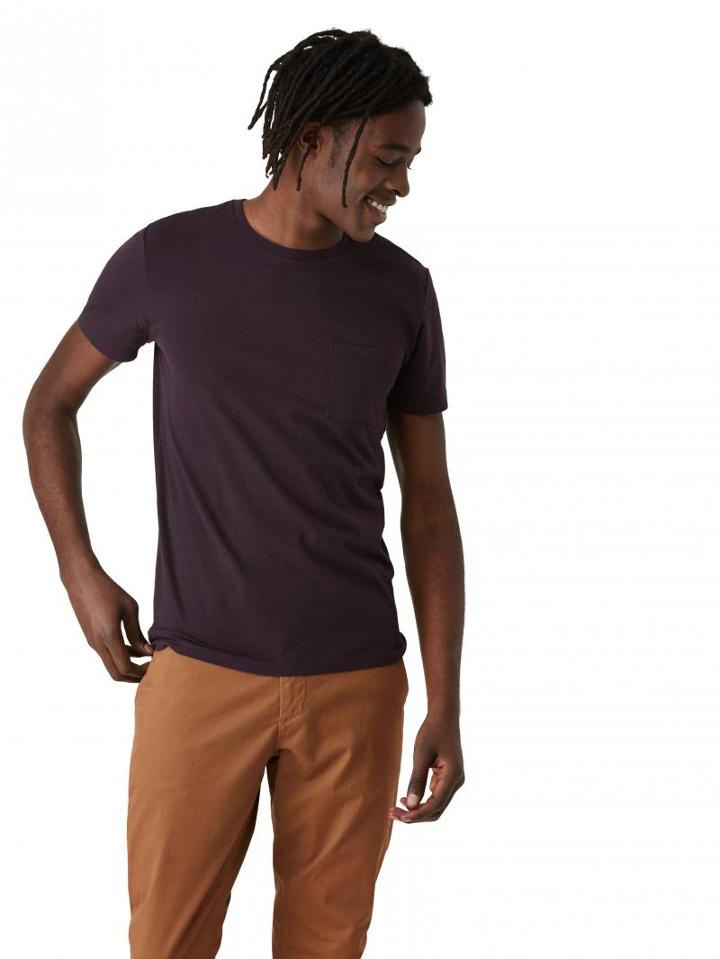 Frank + Oak Crewneck Pocket T-shirt In Plum