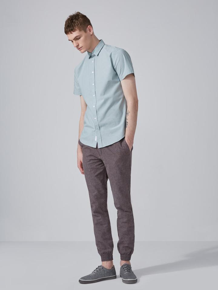 Frank + Oak Summer Poplin Shirt In Salisbury Green