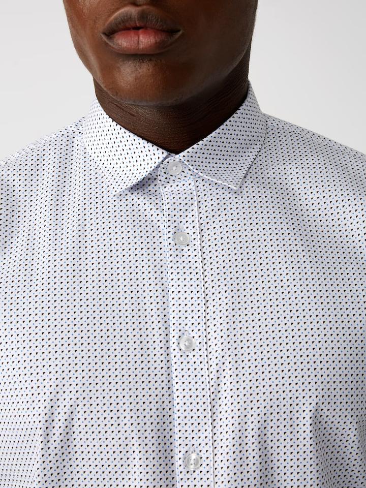 Frank + Oak Printed Stretch-poplin-cotton Shirt In White