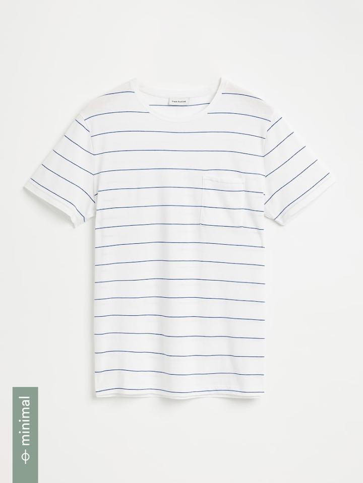 Frank + Oak Good Cotton Striped Pocket Tee In Bright White