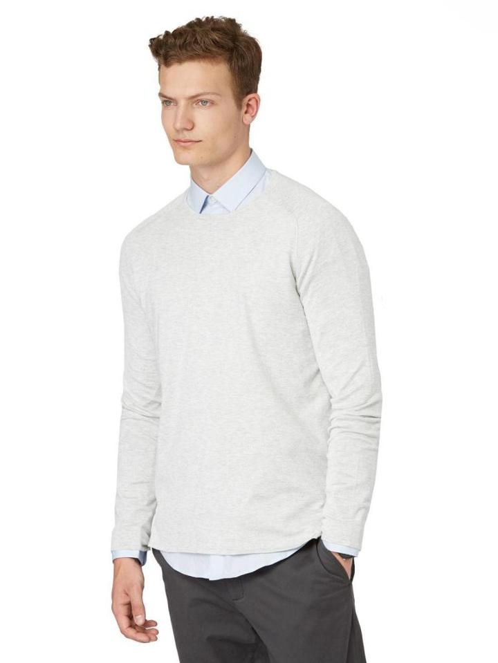 Frank + Oak Lightweight Crewneck Sweater In Sand Heather