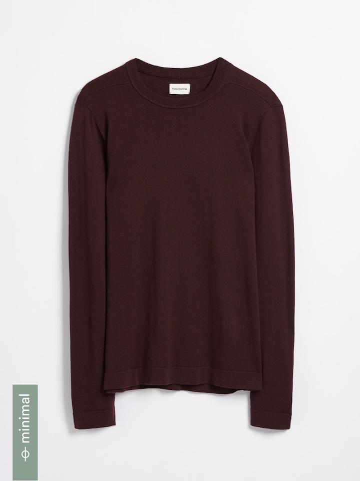 Frank + Oak Machine Washable Merino Sweater In Burgundy Heather