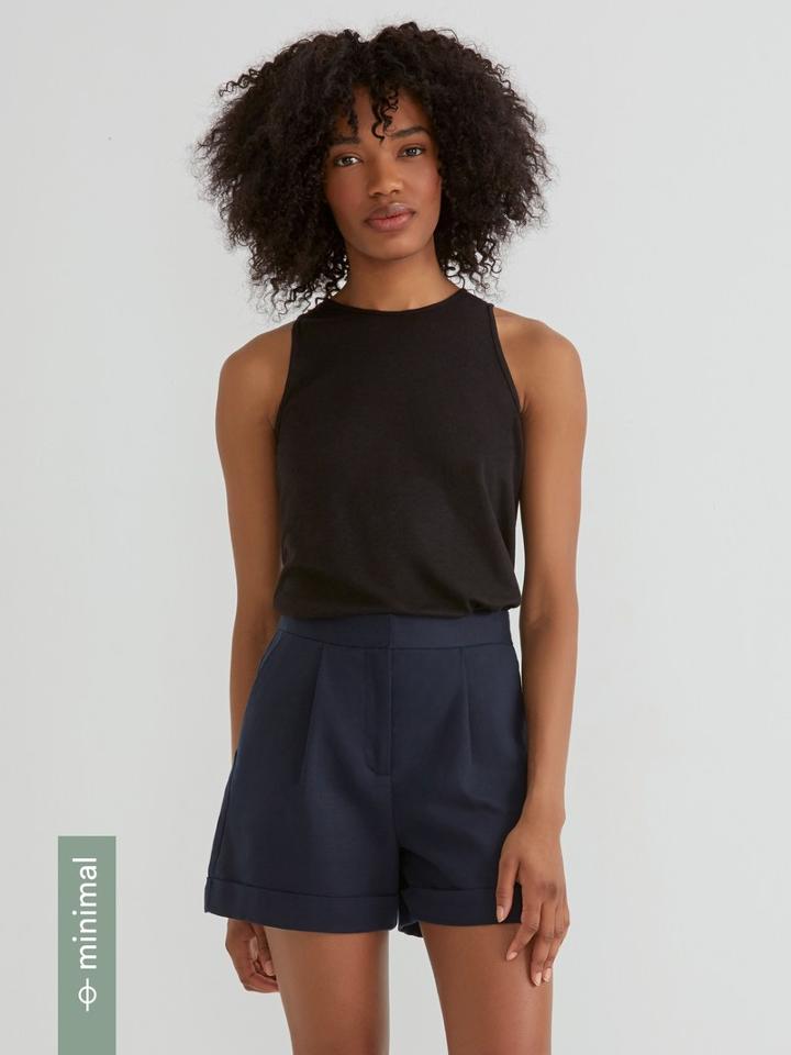 Frank + Oak Fluid Sportneck Washed Linen Tank In True Black