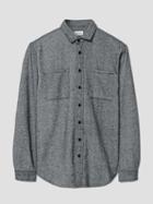 Frank + Oak Brushed-cotton Elbow Patch Shirt In Grey