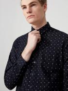 Frank + Oak 2-tone Jacquard-cotton Shirt In Navy