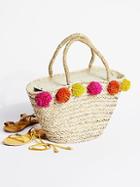 Poms All Around Straw Tote By Gracie Roberts At Free People