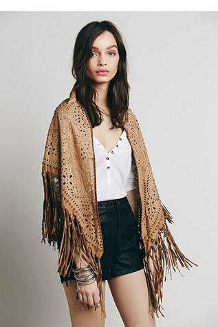 Muche Et Muchette Womens Suede Fringe Wrap