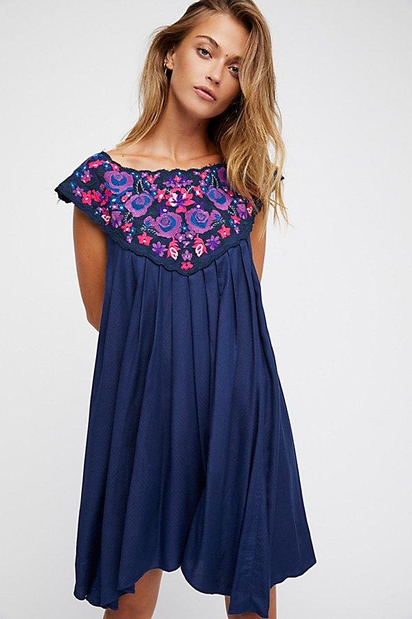 In The Flowers Embroidered Mini Dress By Free People