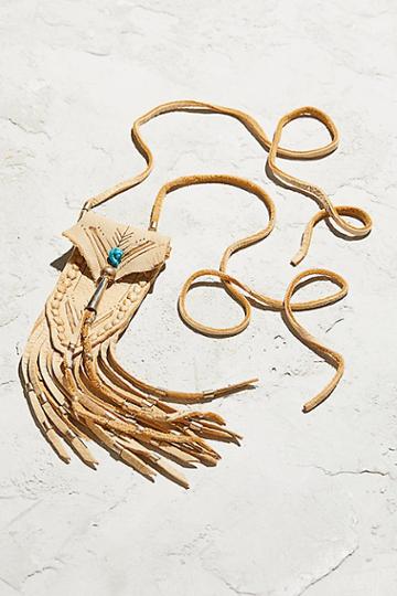 Turquoise & Leather Medicine Bag Necklace By Three Arrows Leather At Free People