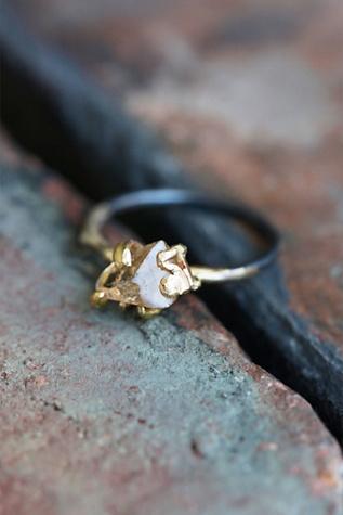 Variance Objects Womens Raw Topaz Stone Ring