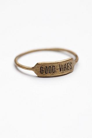 Redwolf Womens Stamped Vibes Pinky Ring