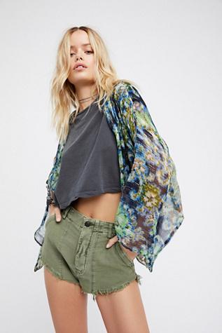 Free People Womens Fluer De Lis Kimono
