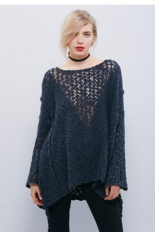 Free People Womens Pretty Pointelle Vee Sweater