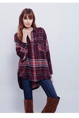 Free People Womens Plaid Molly Tunic