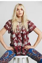 Fp One Womens Fp1 Ss Print Peasant Top