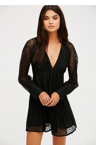 Free People Womens Uptown Lace Mini Dress