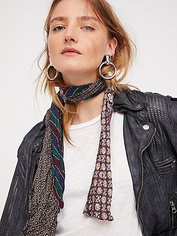Vintage Silk Short Tie Skinny Scarf By Debe Dohrer At Free People