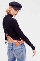 Fp X Womens Fpx Lace Up Mock Neck Top