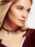 Tova Crystal Blossom Leather Choker