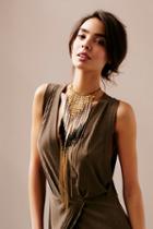 Free People Womens Wild Fire Fringe Necklace