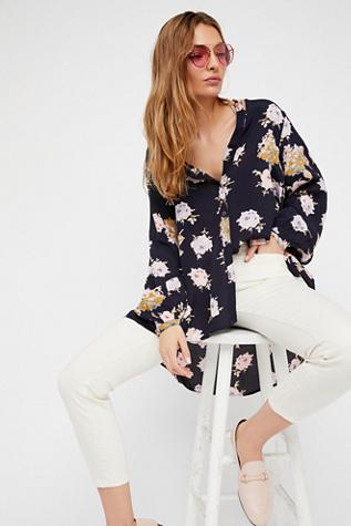 Free People Womens Julia Print Blouse