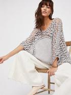 Free People Willa Jane Embroidered Crochet Poncho