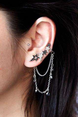 Free People Womens Draped Chain Ear Crawler