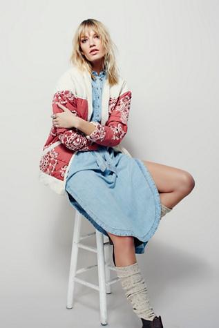 Free People Womens Printed Poplin Coat