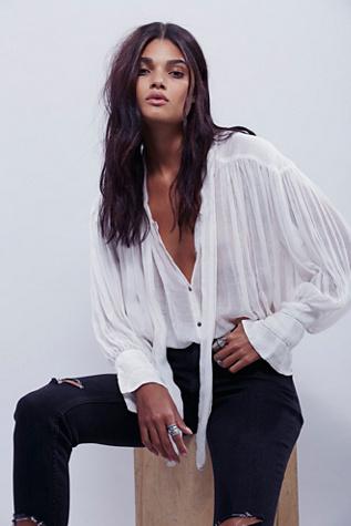 Fp One Womens Fp-1 Tie Front Blouse