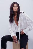 Fp One Womens Fp-1 Tie Front Blouse