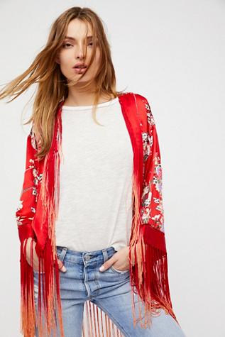 Free People Womens Best Of My Love Silk Kimo