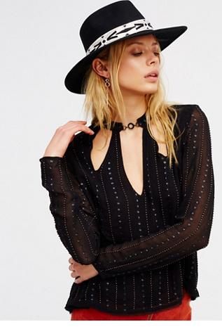 Free People Womens Young Love Embell Top