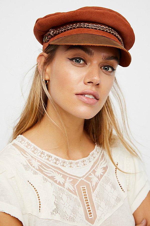 Kayla Leather Lieutenant Hat By Brixton At Free People