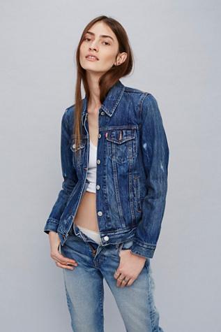 Levi's Womens Bf Trucker Blue Woodstock