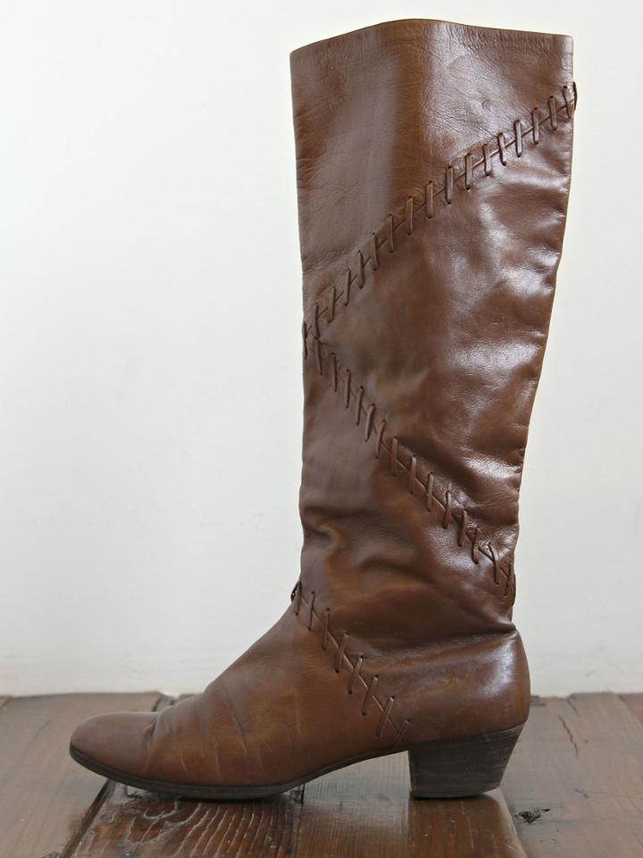 Free People Vintage Brown Leather Ferragamo Boots - Brown 9